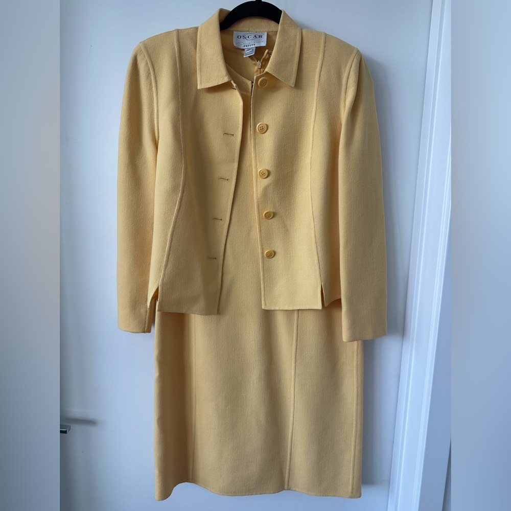 Oscar de la Renta Mustard Long Sleeve Dress and Jacket
